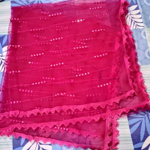 Rani Pink Net Mirror Work Rajasthani Dupatta