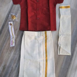 Maroon red Color boys Kurta Dhoti