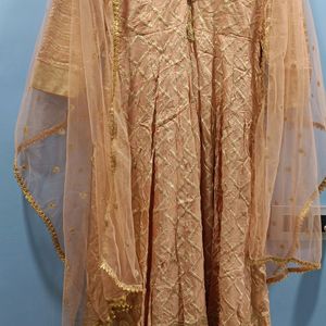 Long Anarkali Dress With Net Dupatta