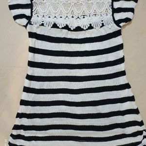 Black And White Hosiery Midi Skater Dress