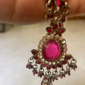 Beautiful Magenta / Pink Stone Studded Earrings