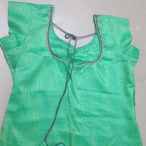 Flourescent Green Color Kurta With Border