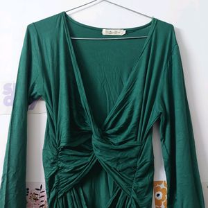 Knotted Green Silk Dress