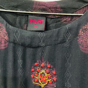 Combo - Black Kurta With Red Leggings