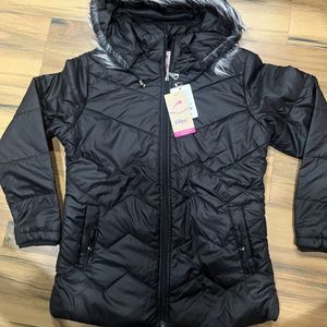 Brand new womens black jacket with detachable hood