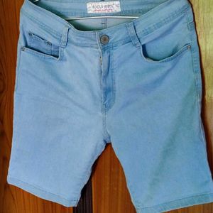 Blue Jean Shorts, High Waist (Over Knee)