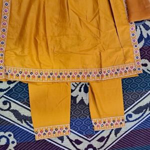 Nyra Cut Kurta Set IN Pretty Mustard Color