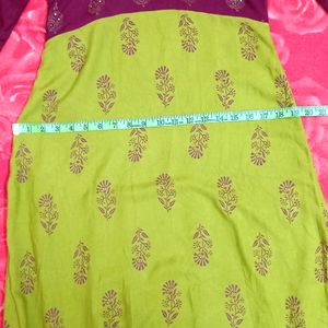 Green And Violet Multi Colour Anarkali Top