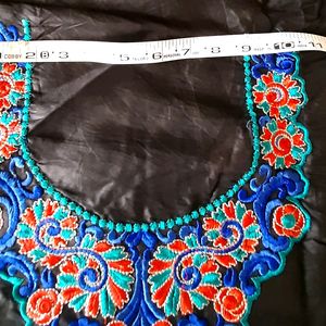 Embroidered Neckline Yoke-red