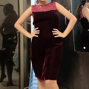 Maroon Velvet Dress