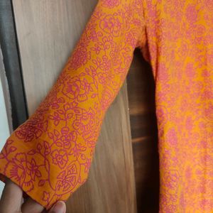 Orange & Pink Kurta Set (Women)