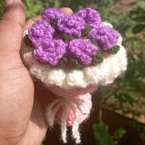 Handmade Crochet Purple Roses Bouquet