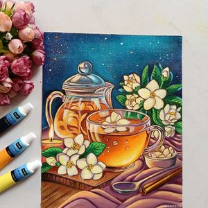 Tea Kettle Painting On Canvas Sheet