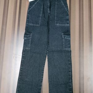 P-34 Size34 Cargo Straight Women Denim Jeans