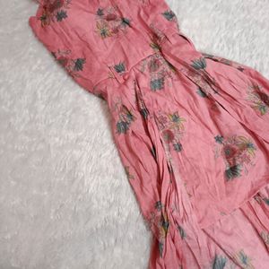 Pink Flory Conquette Flared Dress