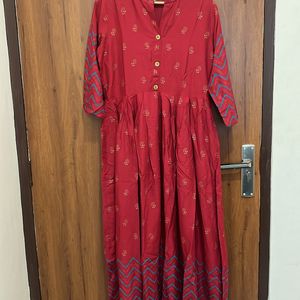 Red Anarkali Kurta For Women