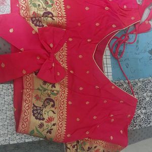 Pink Patola Silk Kanjeevaram Saree With Stitch Blo