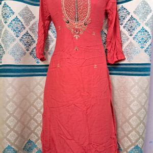 Beautiful Carrot Red Kurti Size 38 M