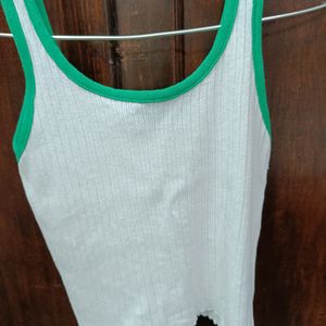 Urbanic White Tank With Green Border