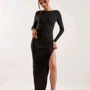 Backless Side Slit Bodycon Dress (Women)