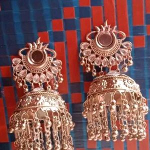 Stylish Mirror Work Jhumka Earrings For Girls