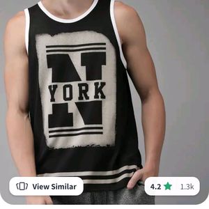 Here&Now Black Printed Sleeveless Tank T-shirt