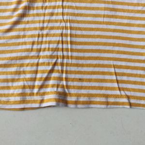 Yellow And White Striped Cropped Top