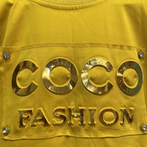 COCO fashion Yellow Tee Sweatshirt