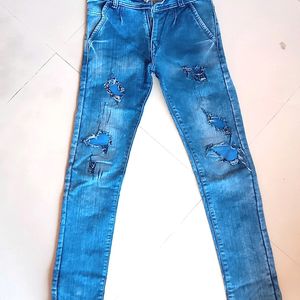 Mens Blue Color Jeans, Damage Style Trending Jeans