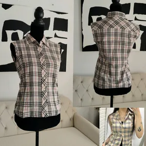 Burberry Nova Check Sleeveless Button Down Shirt