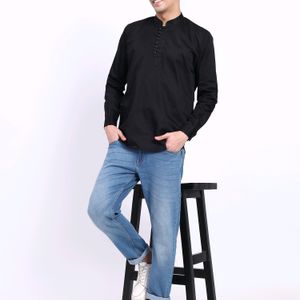 Trendy Black short kurta for boys