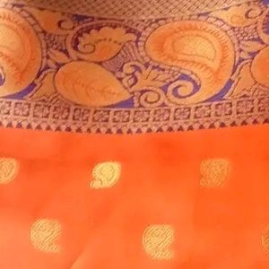 Banarasi Silk Saree Coral