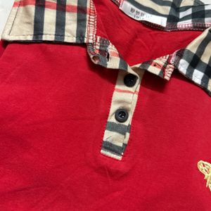 Burberry Collar Red Women Tshirt