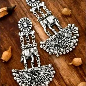 Oxidized Elephant Design Jhumkas...