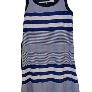 Striped Dress S,m,L With Waist Band Or Belt