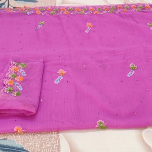 Embroidery  Cutwork Saree