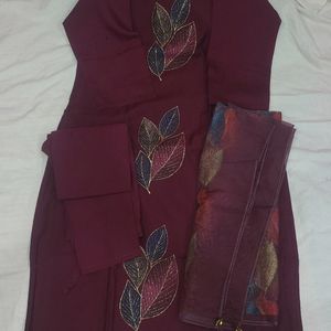 Dola Silk Suit With Organza Dupatta