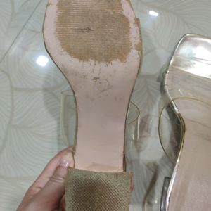 Solid Transparent Gold Crystalline Heel