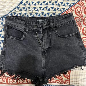 Black To Grey High Waist Shorts