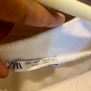 Zara Fine Wool High Neck White Top