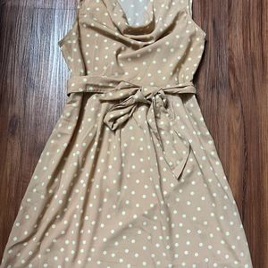 Fall Neck Polka Dot Peach Colour Promod Dress