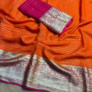 Pure Viscose Georgette Weaving Jacquard Saree🫶