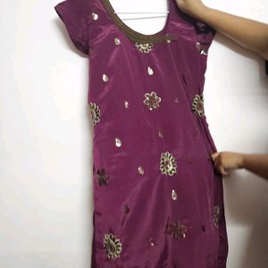 Mysore Silk Trending PurpleKurta With cotton linin