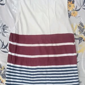 Here&Now White Striped Sleeveless Tank T-shirt