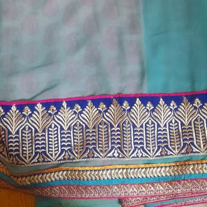 Festive +wedding Saree (Blue And Pink Combine)