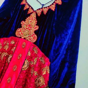 Rose & Navy Blue Party Wear Gown