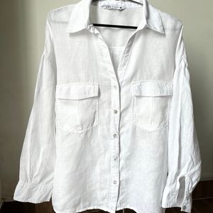 Zara Linen Oversized Button Down Shirt