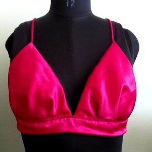 Red Backless Satin Blouse