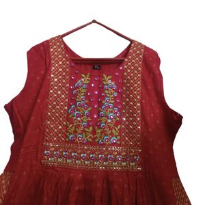 Women's Cotton Blend Anarkali Printed Kurti