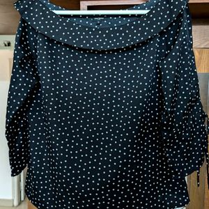 Black And White Polka Dot Stylish Top(Size M)